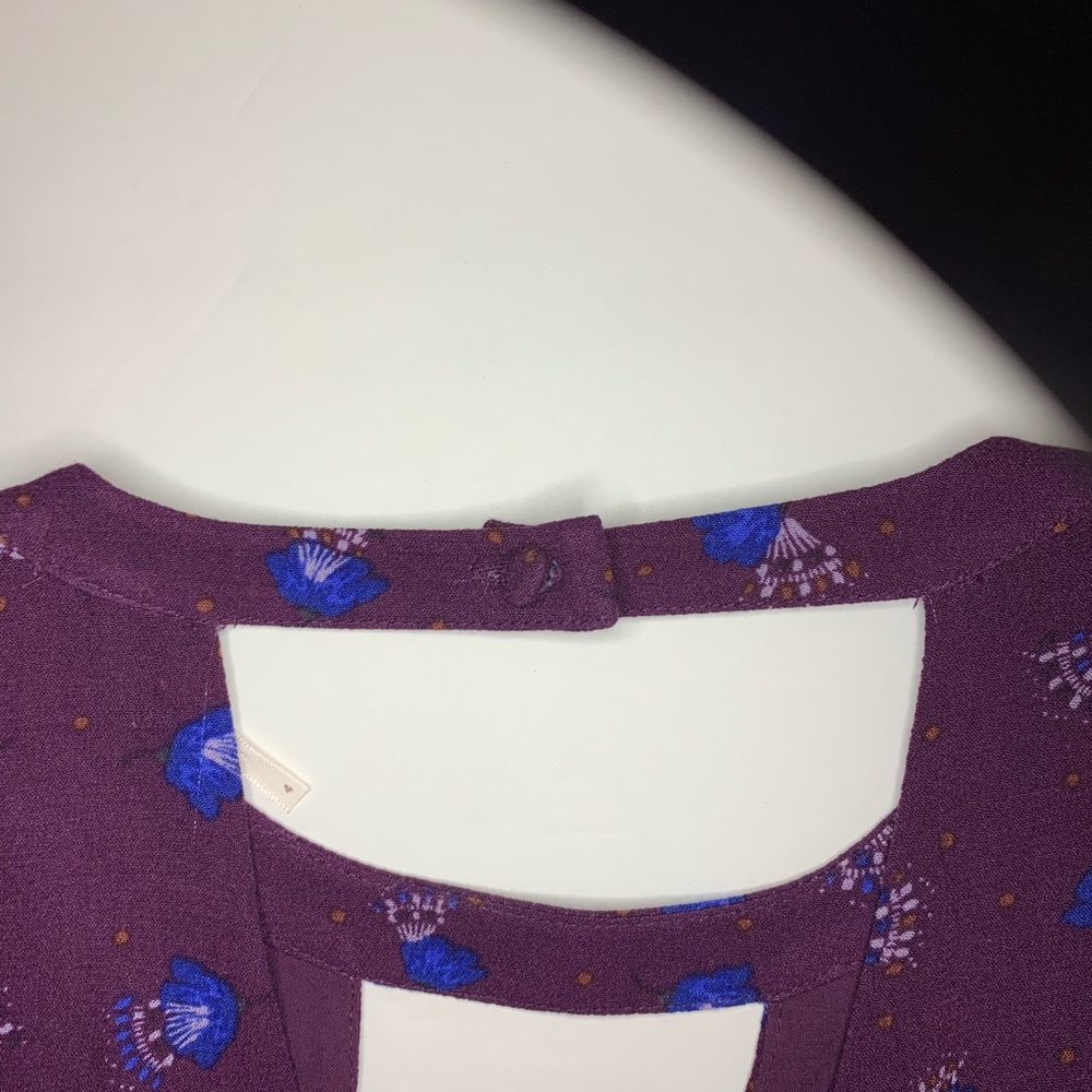 Free People Purple Blue Floral Long Sleeve Dress - Picture 5 of 6